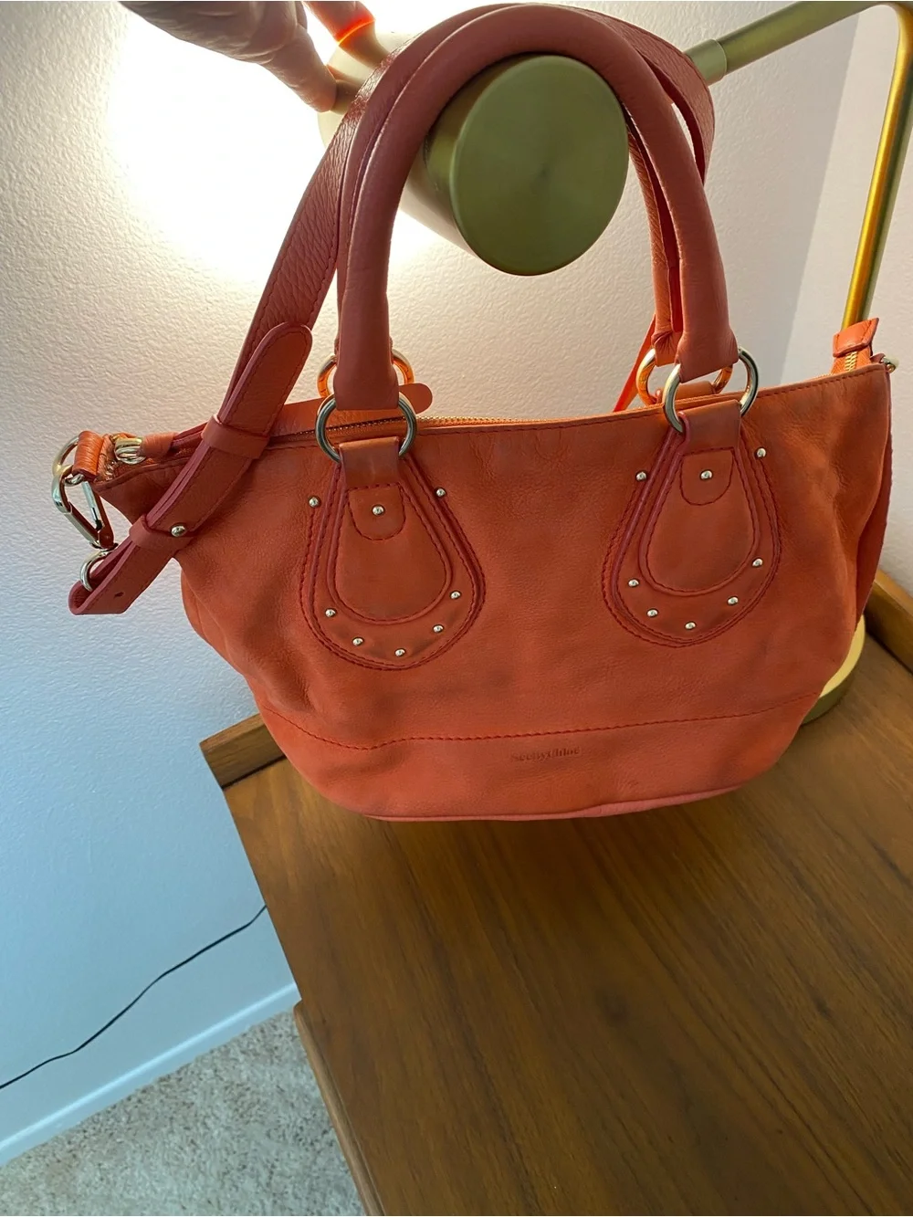 See By Chloe Orange Leather Large Satchel with Gold Hardware